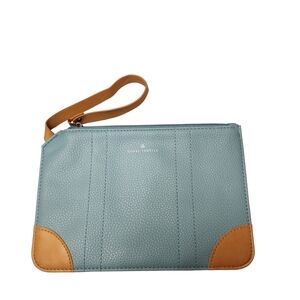 Globe Trotter Blue Leather Envelope Wristlet